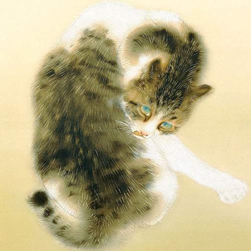 Amazon.co.jp: 竹内栖鳳『班猫』高精彩工芸画+手彩 動物画 ねこ ぶち